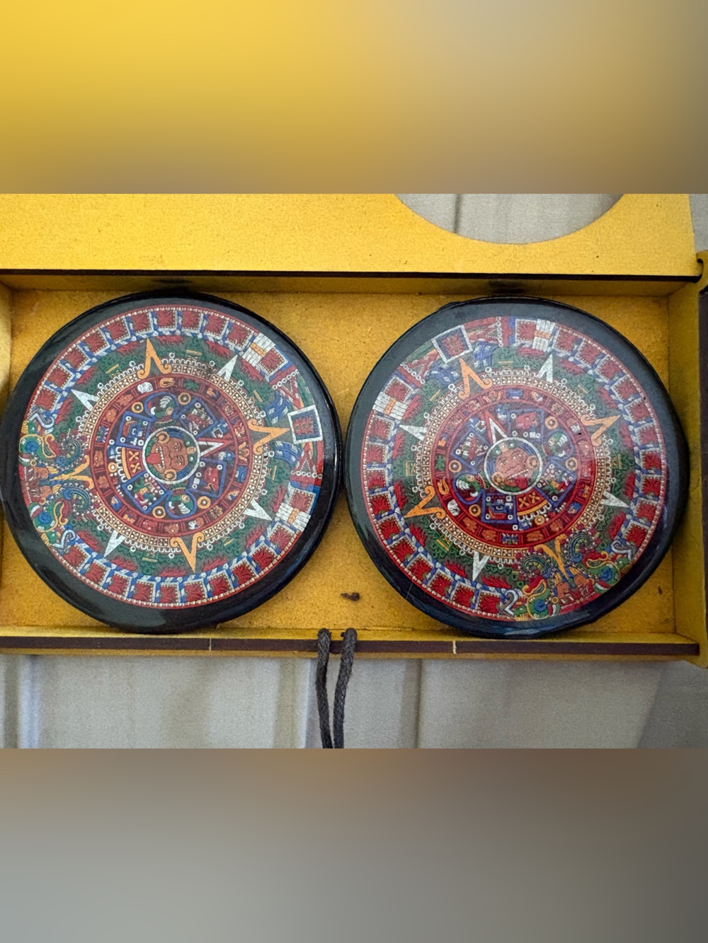 Colourful Decorative Coaster Set with Aztec Design - Picture 2 of 2